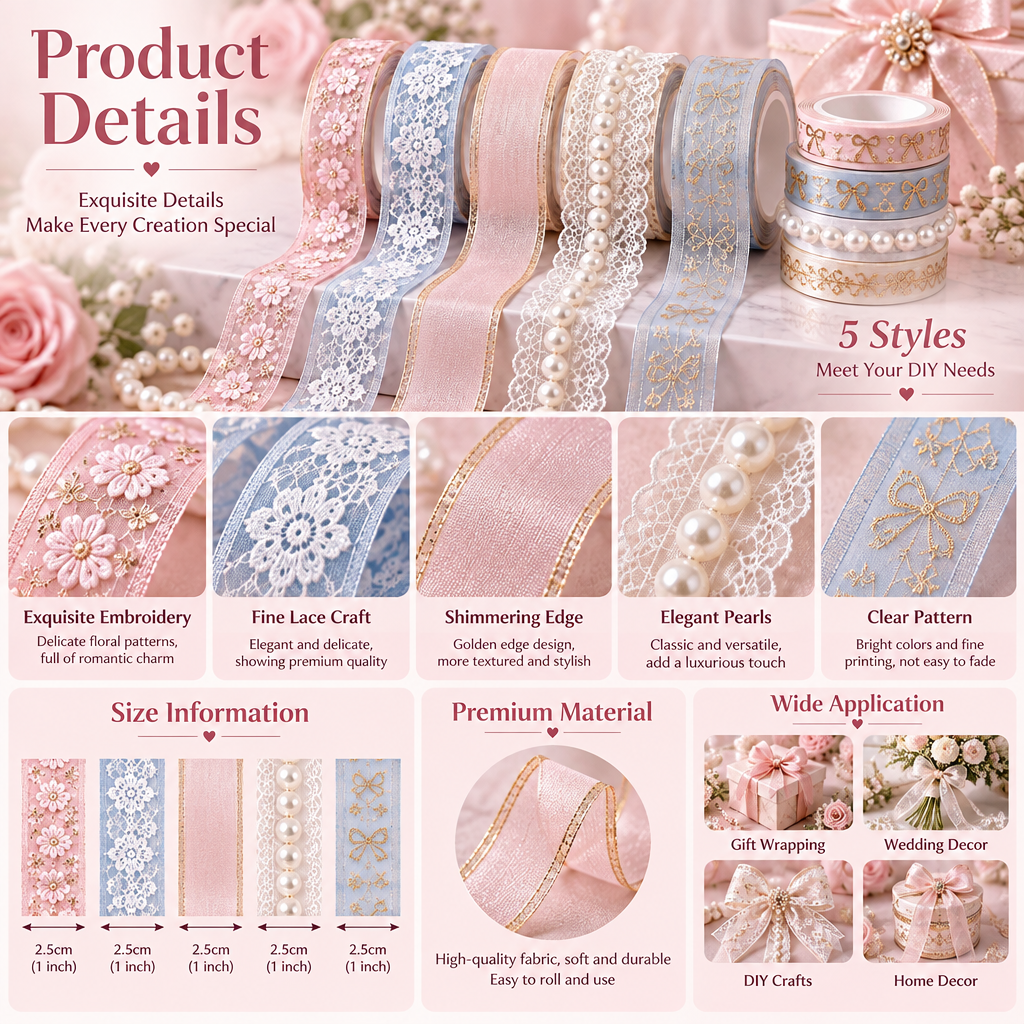 （6）Pearl Lace Washi Tape Set