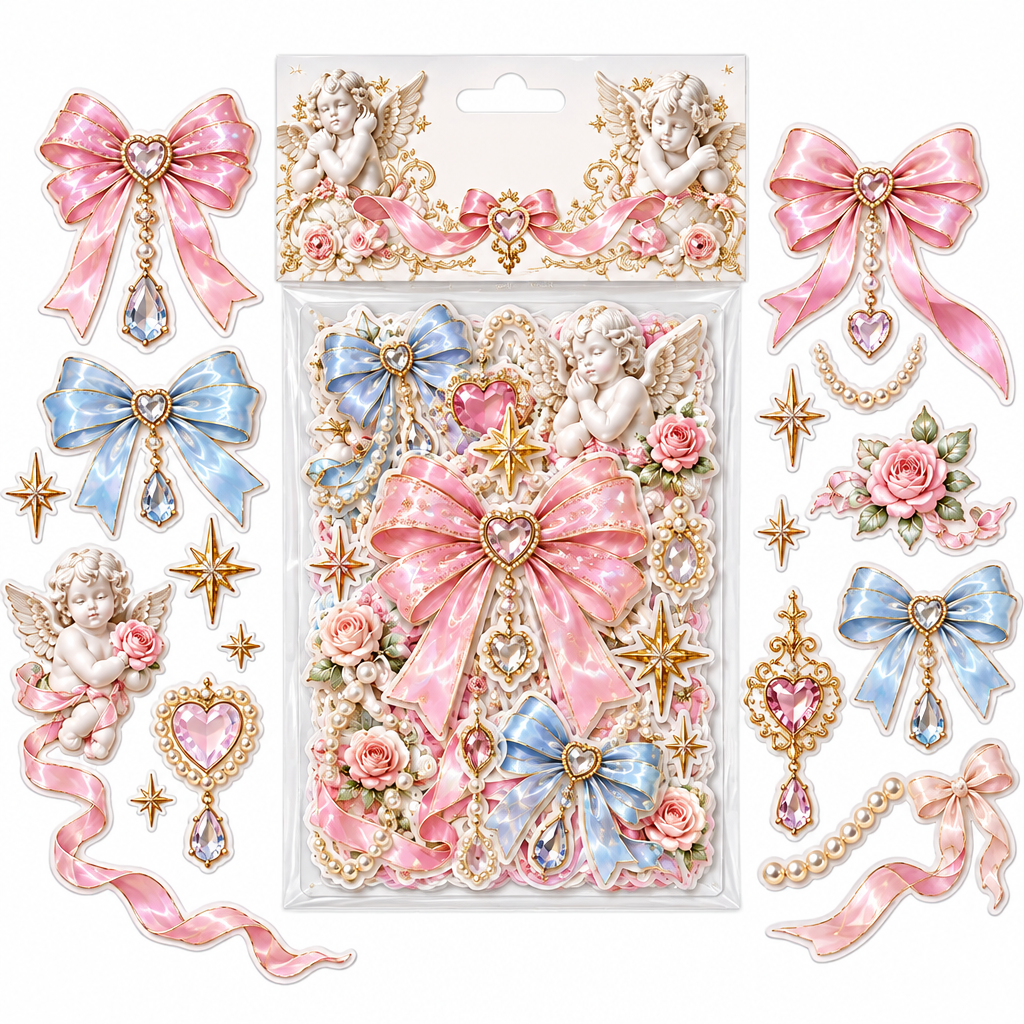 （2）Gem Ribbon Bow Sticker Sheet Pack