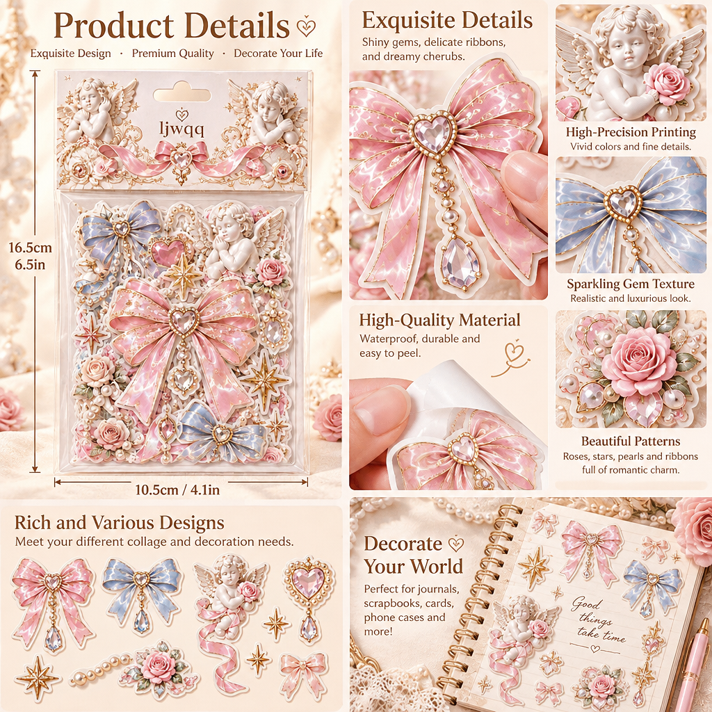 （2）Gem Ribbon Bow Sticker Sheet Pack